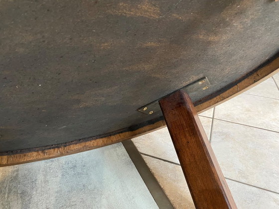 Image 1 of Table basse ronde ovale céramique Barrois Vallauris de 1960 modèle herbier vintage