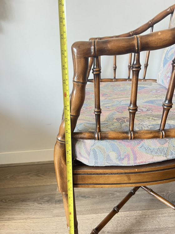 Image 1 of Vintage Hollywood regency stijl faux bamboo fauteuil