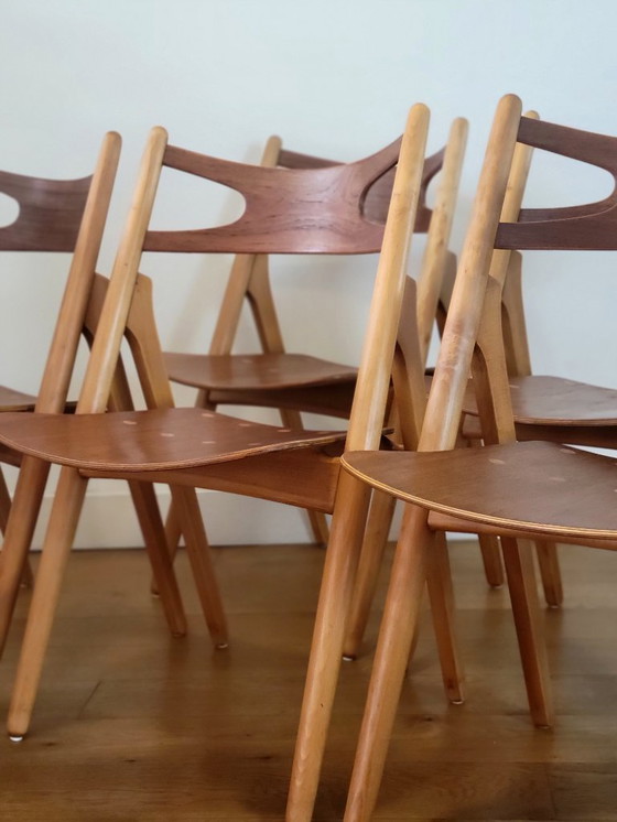 Image 1 of 5 sedie Sawbuck CH29 di Hans J. Wegner per Carl Hansen & Søn