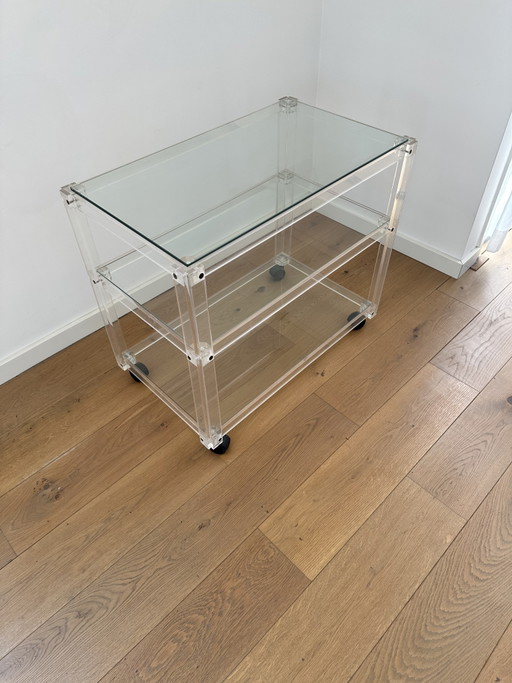 Vintage Spaanse Plexiglas Serveerwagen – Madrid, 1985
