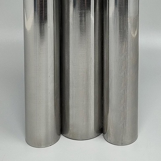 Image 1 of 1970s Vintage Italian Space Age Stainless Steel Tubular Sculptural Vase