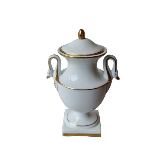 Image 1 of Portuguese porcelain swan lid vase, 2nd half 20th century