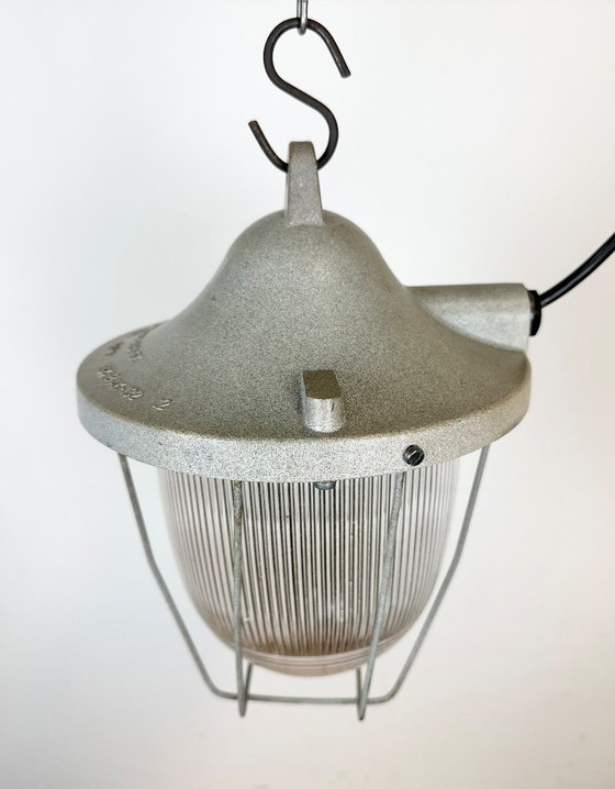 Image 1 of Lámpara de búnker industrial gris claro de Polam Gdansk, década de 1970