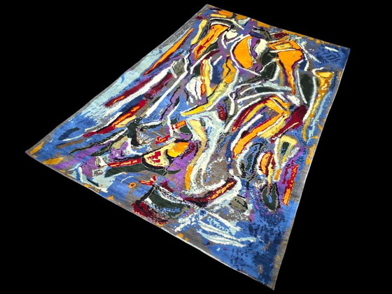 Handgeknüpfter Wollteppich – Inspiriert von der abstrakten Kunst von André Lanskoy, violette Steine, 300 x (photo 4 of 9)