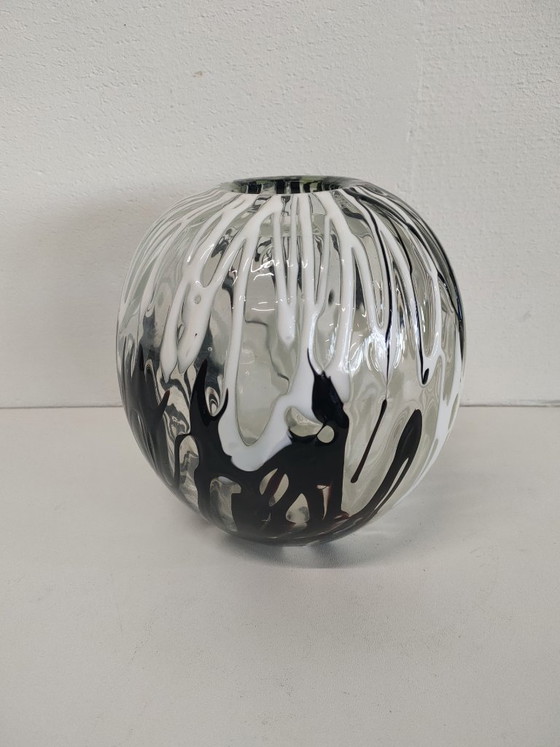 Image 1 of Vase sphérique fait main (Sphère) décoré de pâte de verre