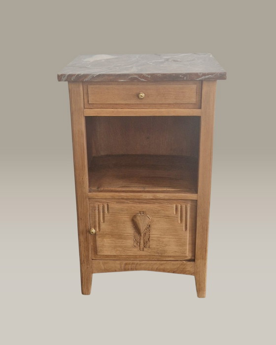 Image 1 of Meuble d’appoint style Art déco- Chêne sculpté- Années 1930
