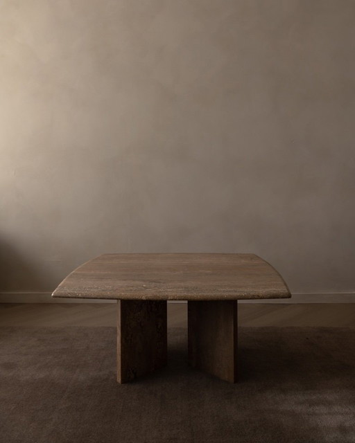 Vintage travertine coffee table · Italian style, 1970s
