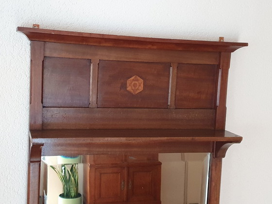 Antique solid wood Mirror with bevelled glass, Brown (photo 3 of 6)