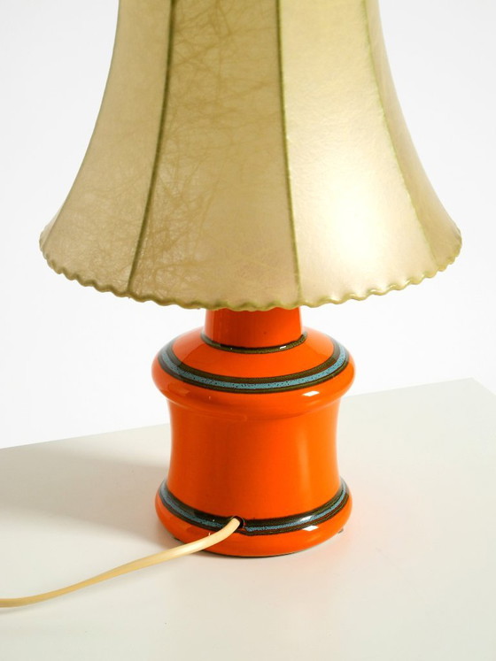 Beautiful 1960s Orange Ceramic Table Lamp With Cocoon Shade | Made in Italy (photo 10 of 20)