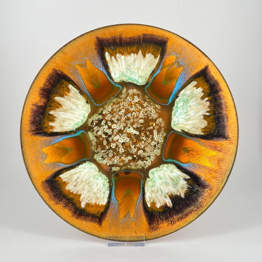Edwards Star signé pour Gump’s San Francisco – Assiette en Cuivre Émaillé Mid-Century – decoratieve objecten, Metal