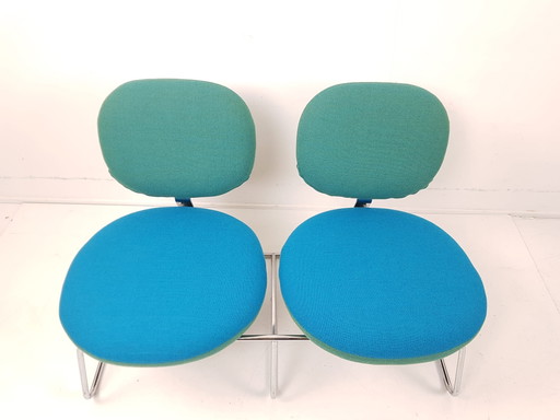Artifort Banco Vega C 310/2 Sofá 2 Cromo Tela Ploeg Azul – 2 zitsbanken, Chrome, Wool, Vintage (photo 2 of 9)