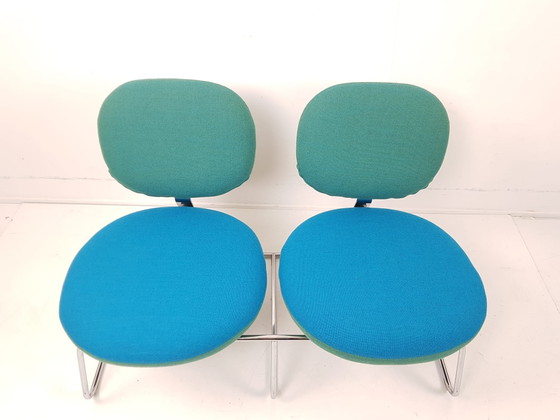 Artifort Banco Vega C 310/2 Sofá 2 Cromo Tela Ploeg Azul – Sofás de 2 plazas, Chrome, Wool, Vintage (photo 2 of 9)