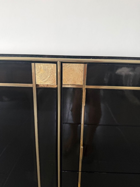 Pierre Cardin Sideboard With Brass Black Lacquered Shell Inlays, 1980 – Wood (photo 36 of 64)