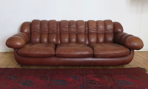 Canapé 3 places en cuir volumineux italien d'après Rino Maturi 230 cm, 1970