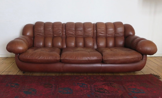 Image 1 of Italienisches voluminöses Leder 3-Sitzer Sofa nach Rino Maturi 230 cm, 1970er Jahre