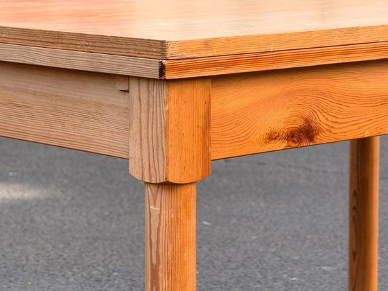 1/1 Dining Table Solid Pine Extendable Mid Century, Wood, Brown, Vintage (photo 5 of 12)