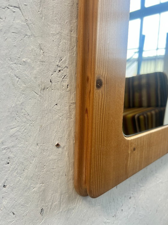 Image 1 of Vintage Large Pine Wood Mirror, Sweden 1970s