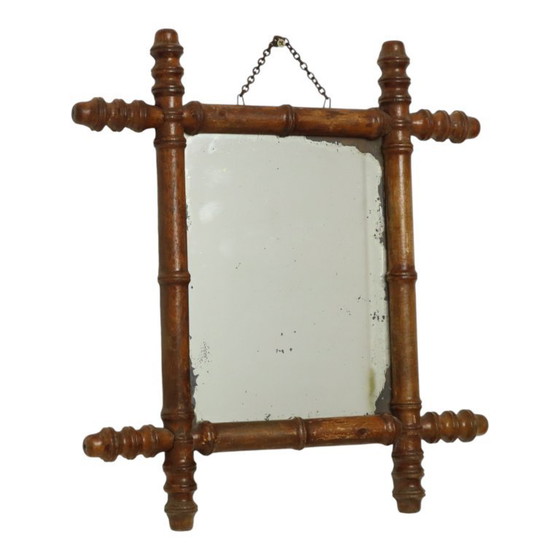 Image 1 of Espejo antiguo de madera imitación bambú 44x39cm