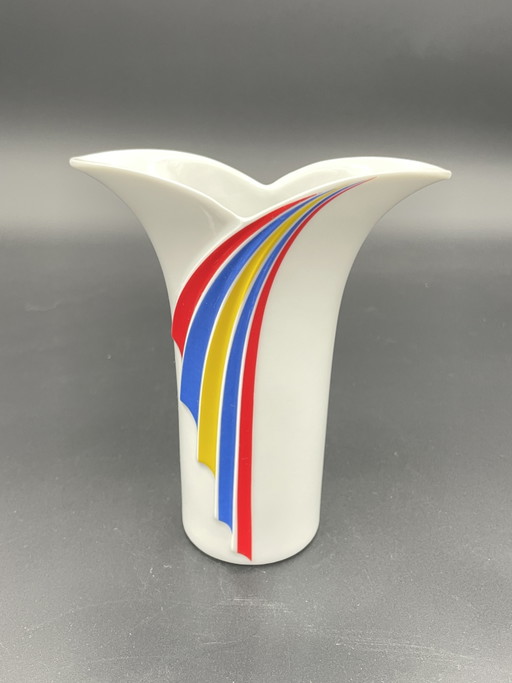 Thomas Germany Tricolor Porcelain Vase, Postmodern Vintage