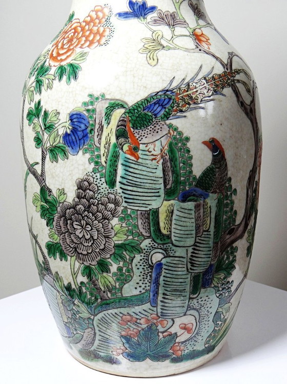 Image 1 of Large Chinese stoneware vase with crackled "Chenghua" glaze, apocryphal, early 20th century