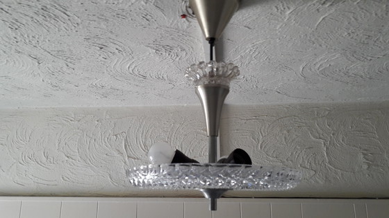 Image 1 of Lampada a sospensione in stile Art Déco in vetro con corona