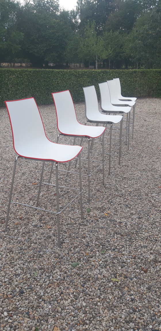 Image 1 of Set of 6 Pedrali bar stools 3D color Italian design