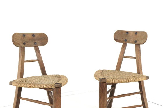 Image 1 of Set of 2 brutalist tripod vintage chairs