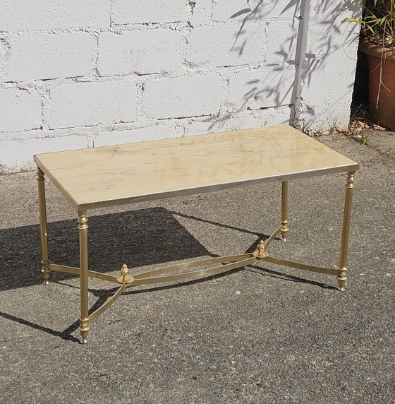 Image 1 of French Vintage Marble Coffee Table-Maison Jansen Cocktail Table-Lounge Table Hollywood Regency Style-70s