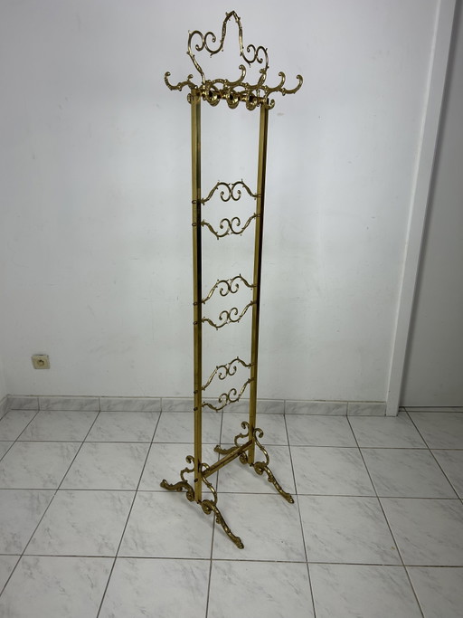 Vintage Hollywood Regency freistehende Garderobe aus Messing
