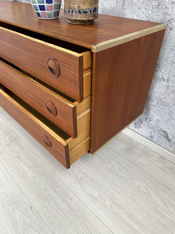 Midcentury teak sideboard chest of drawers brass Fristho, 50s 60s – Wood (photo 11 of 15)