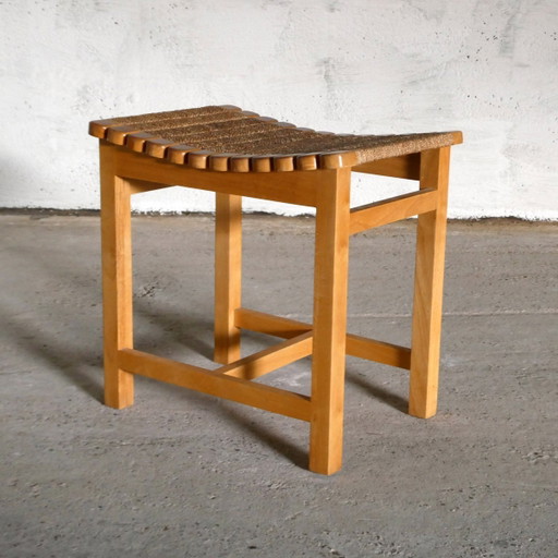 Vintage Hocker aus Holz und Seil, 1970