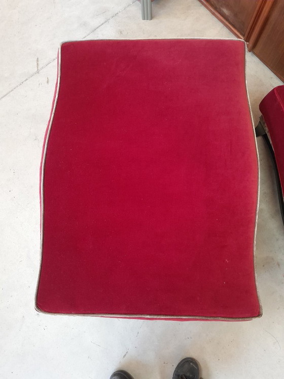 Donghia Sessel & Ottoman, Samt, Stoff, Rot, Classicisme (Foto 4 von 7)