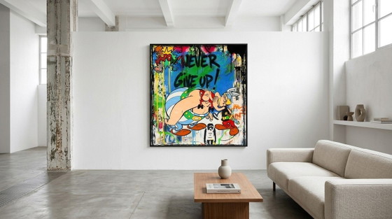 Hommage Banksy Asterix & Obelix Never Give Up" – Exclusief Tentoonstellingsstuk op Fine Art Print Canvas | (photo 3 of 6)