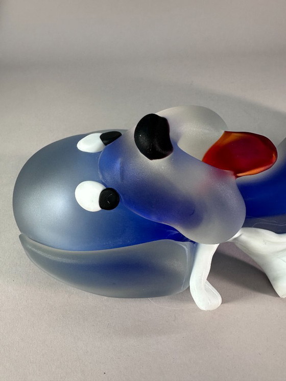 Image 1 of Sculpture de chien Murano Sommerso – De Mio Giuliano attrib. – Verre satiné – Verre d’art italien