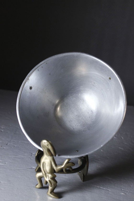 Image 1 of Skulpturale Schale, postmodernes Design, Messing & Aluminium, 1980er Jahre