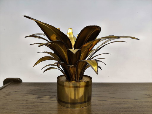 Lámpara de mesa con flores de Maison Jansen, años 70