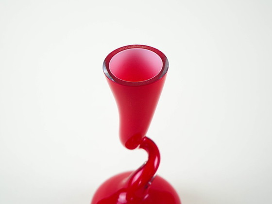Image 1 of Red vase, Swing Vase, Danish design, manufactured by Normann Copenhagen, designed by Britta Bonnesen