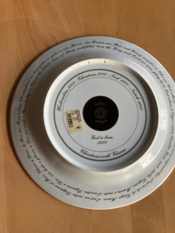 Image 1 of Assiette murale Versace par Rosenthal « Dieu est né » 2001