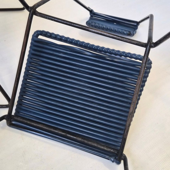 Image 1 of SET OF 3 VINTAGE 1950S METAL & PLASTIC SCOUBIDOU CHAIRS 50S ROCKABILLY