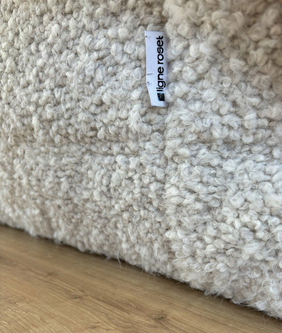 Image 1 of Ligne Roset Togo 3 Zits Bank Bouclé Stof Krijtwit