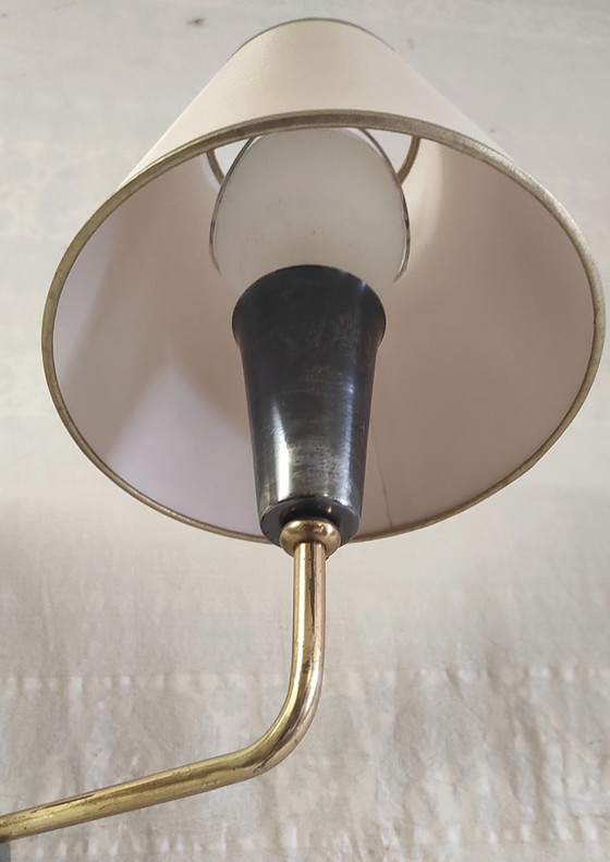 Image 1 of Double wall lights in gilded brass and gunmetal finish - 1950s/60s