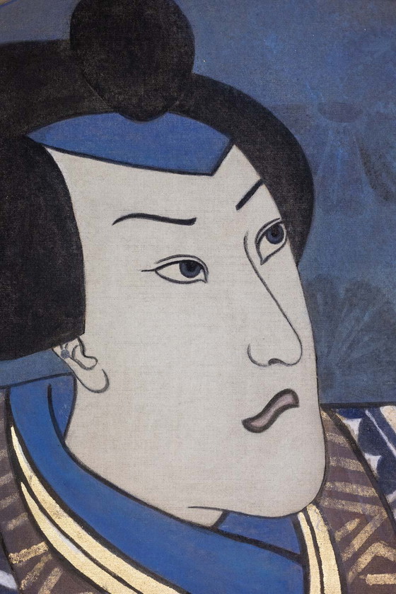 Image 1 of Bemaltes Leinwandbild mit der Darstellung eines japanischen Samurai. Zeitgenössisch.