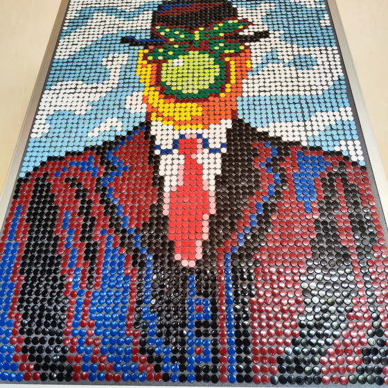 Image 1 of René Magritte / Pixel Art Mosaic Portrait / Upcycling Unikat
