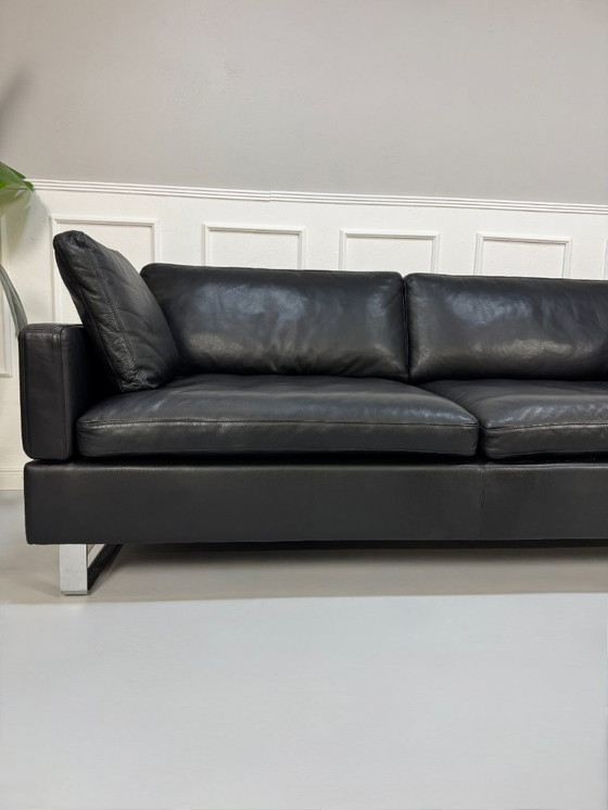 Image 1 of Brühl Alba Sofa Schwarz Leder Designer Couch Schlaffunktion