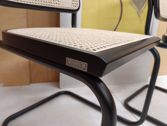 Image 1 of ALIVARMVSEVM 104. SET of 2 CESCA B32 Chairs (NEW) in Black Frame Limited Edition 