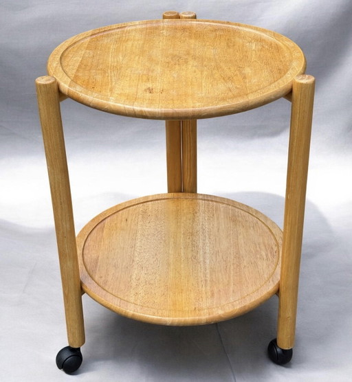 🛒 Dänischer klappbarer Servierwagen / Beistelltisch | Jens Quistgaard | 70er Jahre | Mit Drehteller (Lazy Susan)