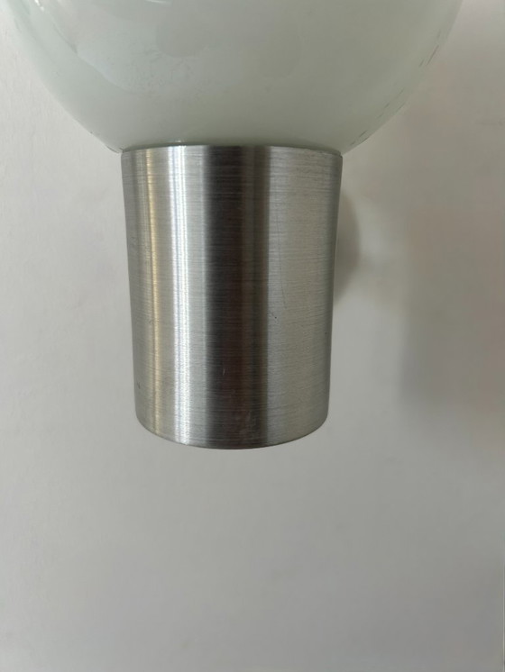 Image 1 of Coppia di applique vintage, alluminio e opalino, Francia, 1980