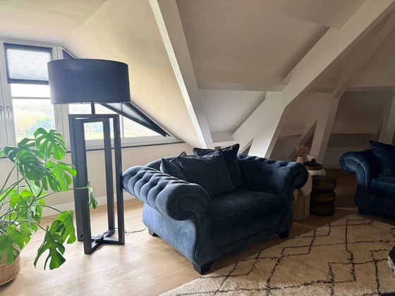 Image 1 of Sofá de 4 plazas y sofá de 1,5 plazas, color petróleo