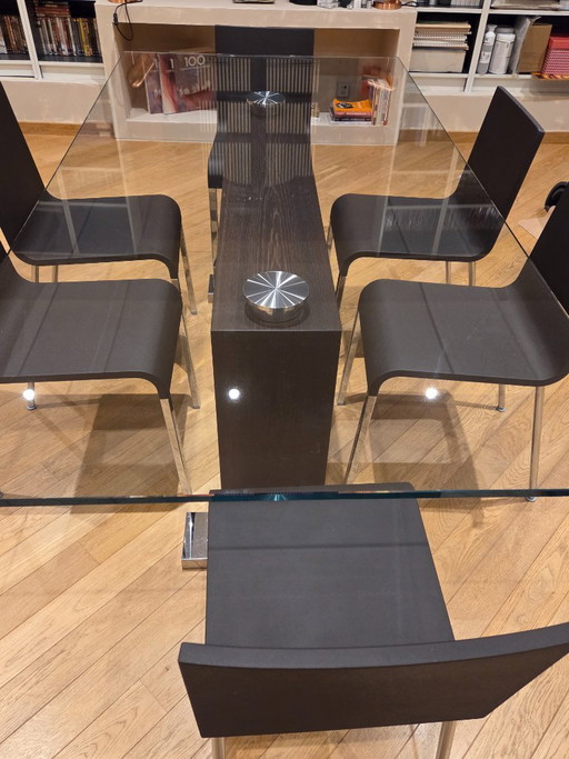 Cattelan Italia Monaco Tafel - Gebrand Eikenhout & Extra Helder Glas (200x100)