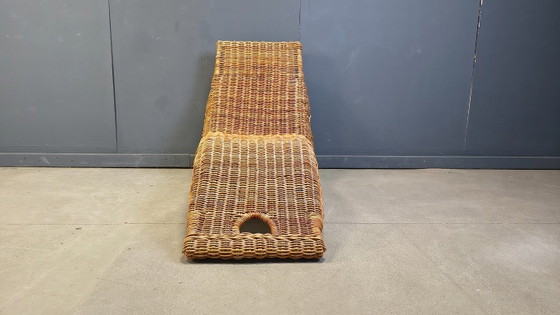 Image 1 of Chaise longue vintage en osier, années 1980